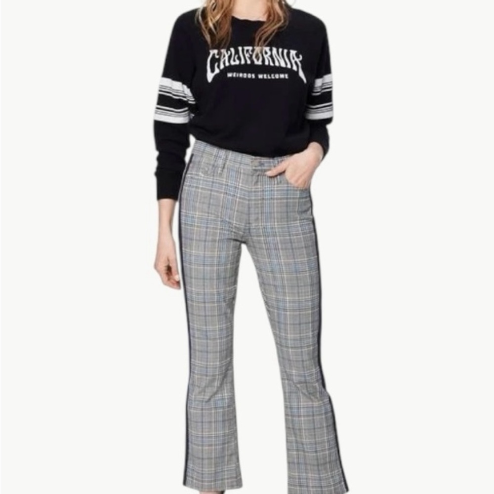 MOTHER The Insider‎ Ankle Plaid Blue Gray Stripe Pant Size 25